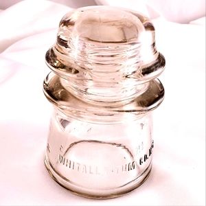 Vintage Whitall Tatum smokey pink rose insulator #2 vintage 1920s 1930s Rare!